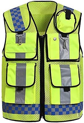 TYNEGH Mesh Reflective Vest Vest Multi-Function Pocket Traffic Warning Breathable Vest Riding Night Safety