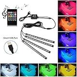 Car LED Strip Light, 4pcs 48 LED Multicolor Music
