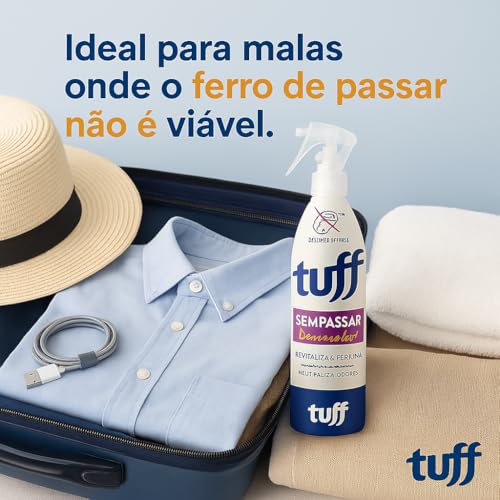 Kit 2 Unidades Tuff Sem Passar – Spray Desamassa Roupas, Perfuma, Neutraliza Odores e Revitaliza Tecidos – 350ml
