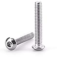 1/4-20 x 1-1/2" Button Head Socket Cap Bolts Screws, 304 Stainless Steel 18-8, Allen Hex Drive, Bright Finish, Fully Machine Thread, Pack of 25