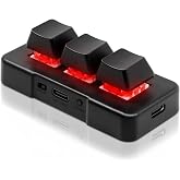 PCsensor 3 Key Mini Keypad Wireless USB 2 in 1 Mechanical Gaming Macro Keyboard Customized Programmable OSU Keypad with RGB Led for PC Gaming OSU Office Work HID