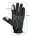 POSA Palmyth 2 Cut Fingers Fishing Gloves Skidproof Sun Protection Fishing Tackle for Fly Fishing Ice Fishing Hunting Riding Cycling (Black-XL)