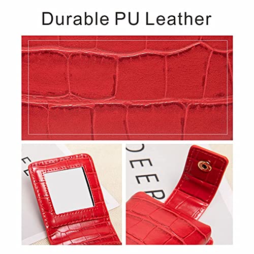 Lipstick Case,Lipstick Organizer with Mirror,Lipstick Holder for Purse,Portable Mini Bag for Lipstick,Hold 2 Lipstick or Lip Gloss(Red)