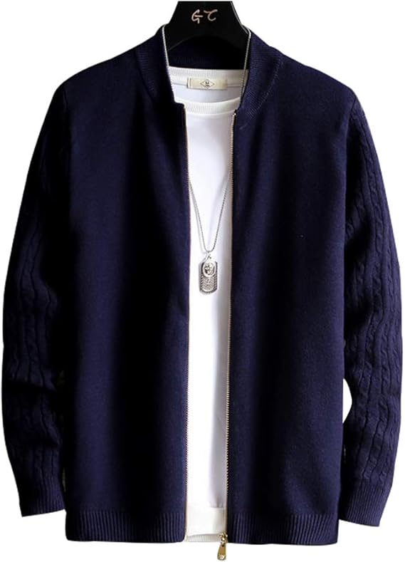 Amazon カーディガン メンズ セーター ニット ジップアップ パーカー セータージャケット 暖かい 大きいサイズ M 3xl Blue 3xl カーディガン 通販