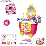 SMAZ TOYS Kids Makeup Kit Pretend Play Cosmetic and Toys Toddler Makeup Playset Kids Toys Makeup for Children's Learning Resources Educational Trolley Case Organizer