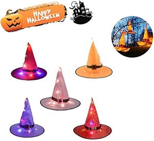 shewt Sombrero de Bruja Brillante de Halloween, 5/9/10 Piezas Luces