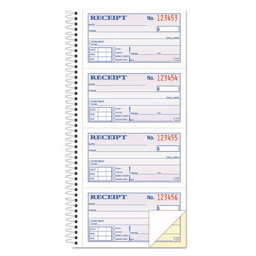 image for Adams Business Forms - Two-Part Rent Receipt Book, 2 3/4 x 4 3/4, Two-