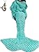 SZXKT Mermaid Tail Blanket For Kids Teens Adult Handmade Wave Mermaid Blankets Crochet Knitting Blanket Seasons Warm Soft Living Room Sleeping Bag 74''x35'' (Green)