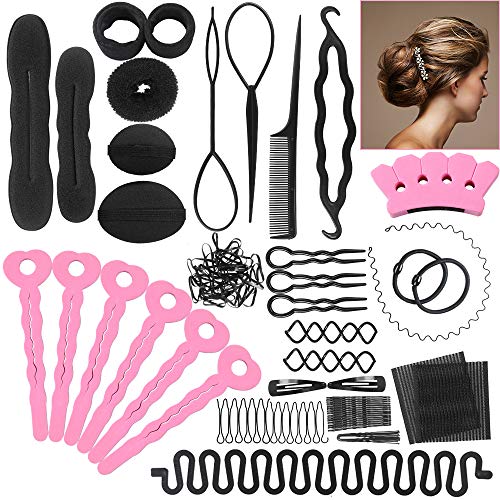 Hair Styling Set, 20 Kinds of Magic Hair Twist Styling Accessories, Donut Bun Maker Hairpins Hairbands Hair Clips Hair Braiding Tool Kit
