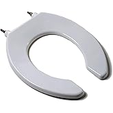Comfort Seats C1B3R6OFLC00 Commercial Quality Toilet Seat with an Open Front and Stainless Steel Hinge Post, Round, White