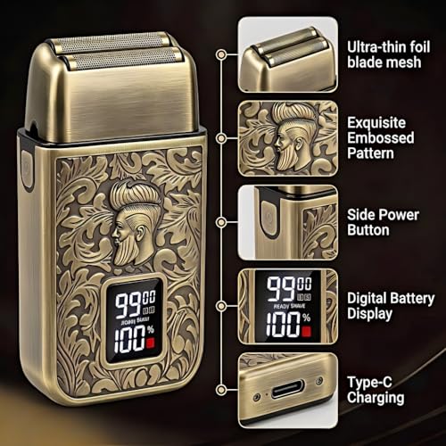 Hair Clippers for Men Professional, T-Blade Trimmer, Nose Hair Trimmer, Electric Foil Shaver Barber Clippers Metal Hair Clippers Cutting Grooming Kit with Long Battery Life for Family Barber Use