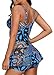 Urban Virgin One Piece Boy-leg Bathing Suit Printed Padded Ruched Swimdress Printed Bikini Swimsuits For Women