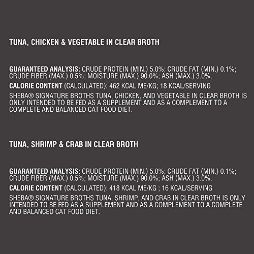 Sheba Signature Broths Multipack Tuna, Chicken, Vegetable & Tuna, Shrimp, Crab In Clear Broth (24 Count)