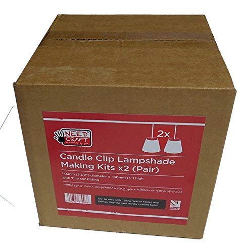 Needcraft 2X Set Clip-on Candle Bulb Lampshade Making Kit - DIY Clip-On Lampshades for Chandeliers, Ceiling Pendants, Bedside Lamps and Wall Lights