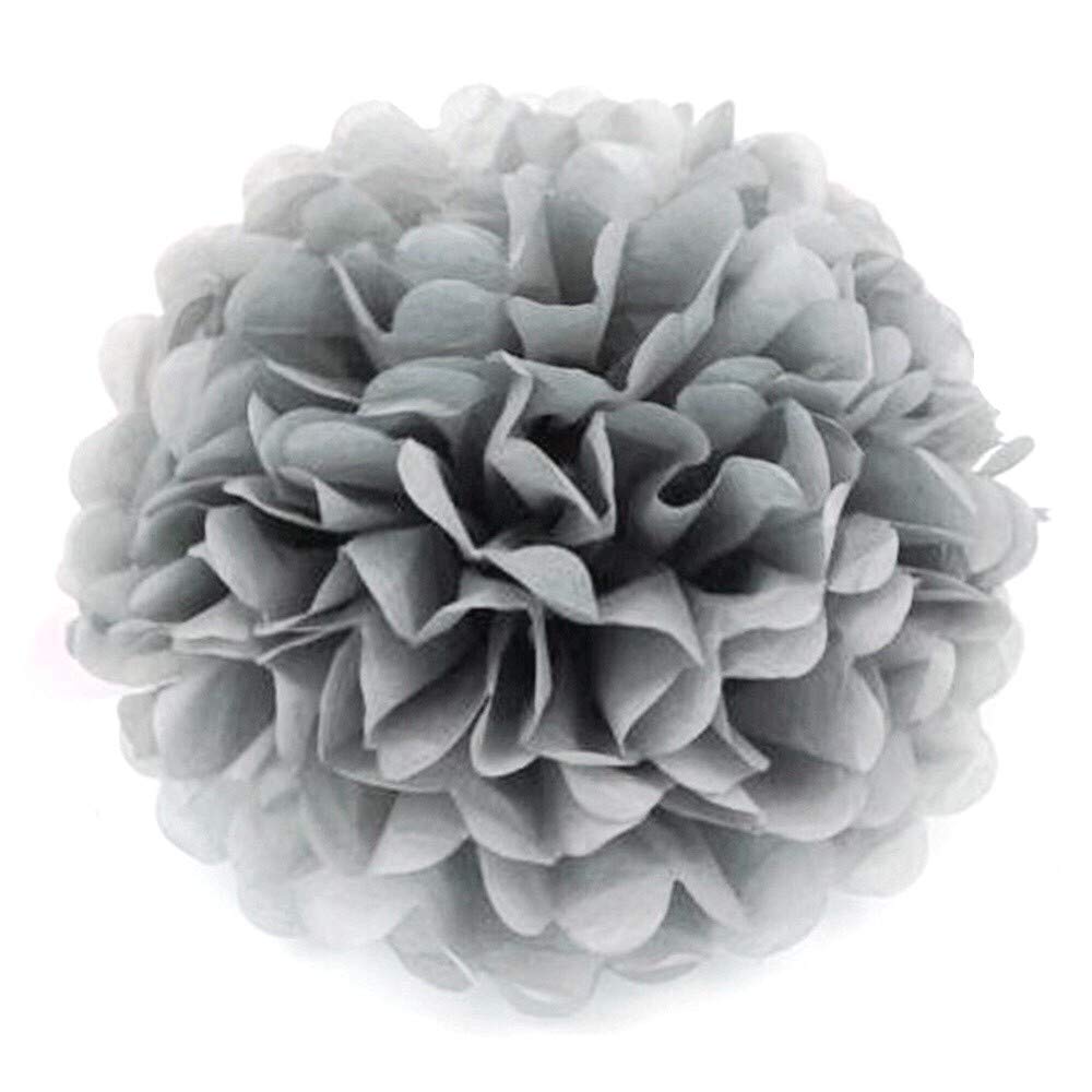 JZK 10pcs 25cm Grey Tissue Paper Hanging pom poms Flower Ball Decorative Pompom Party Decorations for Wedding, Birthday, Baptism, Baby Shower, Holy Communion, Girls Bedroom