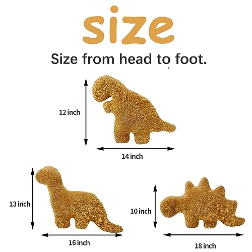 3 Packs Dino Nugget Pillow Plush, 18 inches Dinosaur Chicken Nugget Pillow Stuffed Animal Plush Toy, Dino Nugget Dinosaur Party Decoration Birthday for Kids Boys Girls