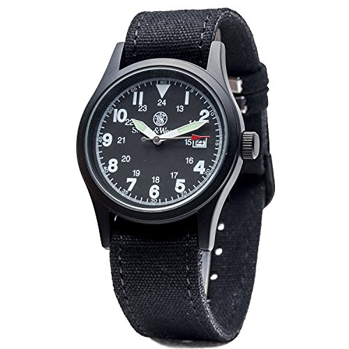 Smith & Wesson SWW-1464-BLK Military Watch with Three Interchangable Canvas Straps