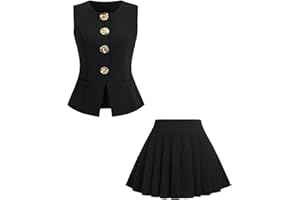 Milumia Women's 2 Piece Outfit Button Front Vest Blazer and Skirt Set Dressy Skirt Matching Set Business Causual Suit