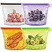 Leson Reusable Food Bags Silicone Food Storage Containers Versatile Cooking Bags Preservation Airtight Seal Bags for Freeze Steam Heat Microwave Fruits Vegetables Meat Milk (4 Packs)