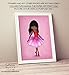 Set of 4 Art Prints for Girls Room African American Artwork Pink Purple Wall Art Posters for Child's Bedroom or Nursery 8x10 Dark skin Black Hair Girl