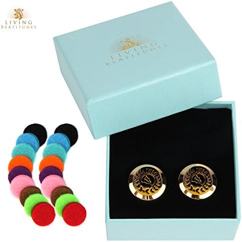 Living BeAtitudes Aromatherapy Essential Oil Diffuser Cufflinks with Colored Hypo-Allergenic Pads. Wear All Day Your Favorite Oil Scent.