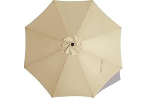 MASTERCANOPY Patio Umbrella 9 ft Replacement Canopy for 8 Ribs-Beige Canopy Only