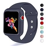 KEASDN for Apple Watch Band with Case 38mm 42mm, Silicone Sport iWatch Strap Band with Shock-proof Case for Apple Watch Series 3/2/1 Sport Nike+ and Edition