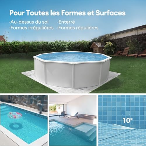 Robot Piscine sans Fil, Conception de Récupération sans Crochet, Aspirateur Piscine Automatique Auto Stationnement, Moteurs Doubles, Convient à Une Large Gamme de Piscines