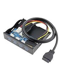 elementdigital Conector USB 3.0 Panel Frontal PC caso Disco Floppy Bay en placa base 4 Puerto USB 3.0 Super Speed Panel Frontal 3.5 inch Bahía de expansión a 20 Pin Mobo Bracket Cable Metal USB Hub