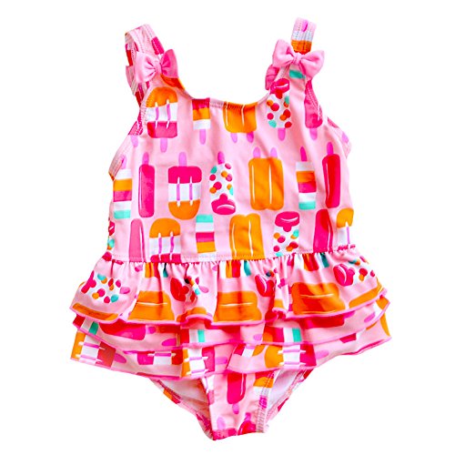 Toddler Baby Girls One Piece Ice Cream Pink Cute Swimsuit (1-8Years)