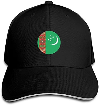 Flag of Turkmenistan Circle Men's Print Flat Hat Baseball Cap Hip-Hop Peaked Cap for Four Seasons