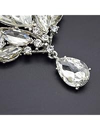 Yilanair Wedding Bridal Big Crystal Rhinestone Bouquet Brooch Pin for Women