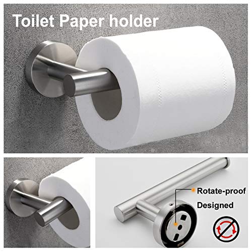 Nolimas 3-Pieces Set 12 inch Brushed Nickel Bathroom Hardware SUS304 Stainless Steel Round Wall Mounted - Includes 12" Hand Towel Bar,Toilet Paper Holder, Robe Towel Hooks,Bathroom Accessories Kit