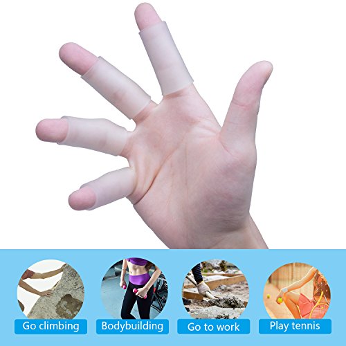 Finger Sleeve Protector (10 Pcs) Silicone Thumb Protector Finger Cots Great for Trigger Finger for Arthritis Basketball Mallet - Thumbnail 4