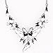 QIYUN.Z Enamel Butterfly Pendant Bib Fringe Y Neck Lariat Necklace Stud Earrings Set