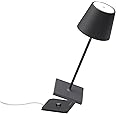 Zafferano, Poldina Pro Mini Lamp, Rechargeable Cordless Table Lamp with Touch Controls, Suitable for Indoor and Outdoor, Dimmer, 2200-3000 K, Height 11.8 Inches, Dark Grey Color
