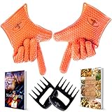 Heat Resistant Cooking Gloves, Barbecue Gloves & Meat Claws Set Oven Gloves Silicone Gloves-Fancy Purple Rubber Food Safe For BBQ Grill-FREE Cooking Tow E-Books & Meat Claws By CLASSICHEF-Top Quality