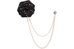 GUAFEIH Fashion Bridegroom Wedding Brooches Fabrics Handmade Rose Flower Brooch Lapel Pin Badge Tassel Chain Men's Suit Accessories