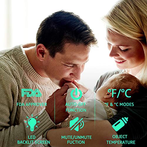 【2019 New Version】Forehead Thermometer for Fever with Ear Function - Instant Accurate Reading with Fever Alarm, 40 Sets of Memory, Forehead Thermometer for Kids and Adult, Pouch and Batteries Included