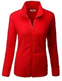 Doublju Womens Long Sleeve Full-Zip Lightweight Plush Sherpa Fleece Thermal Jacket