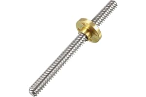 TOP-VIGOR T8 Lead Screws 350mm Length, 8mm Dia 12 Lead Stainless Steel Threaded Rod Lead Screw with Copper Nut Trapezoidal Thread for 3D Printer Stepper Motor
