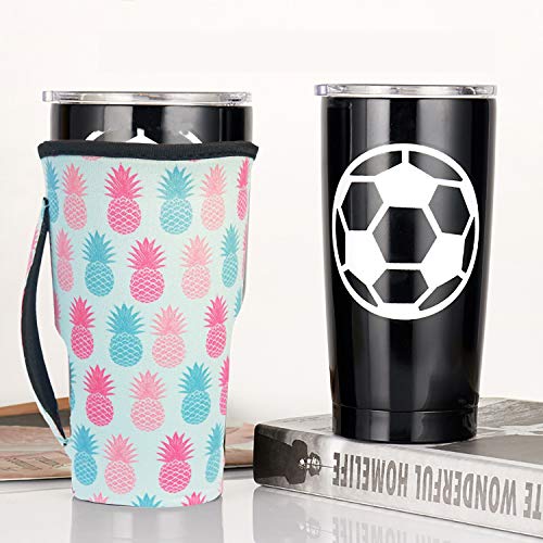 F-Five Reusable Iced Coffee Cup Sleeve Neoprene Insulated Sleeves Cup Cover Holder Idea for 30oz - 32oz Tumbler Cup,Trenta Starbucks,Large Dunkin Donuts (Only Cup Sleeves) (Pineapple) - Thumbnail 2