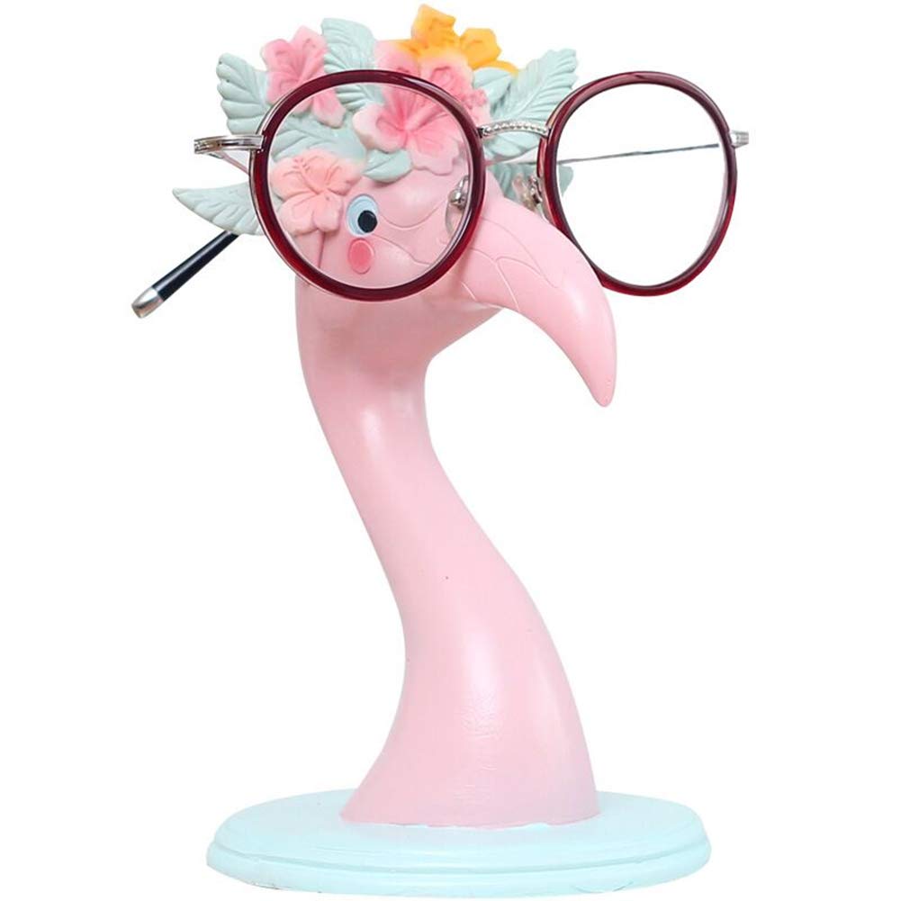 Hanyi Cute Pink Flamingo Glasses Stand Holder, Resin, Hard, Glasses Stand, Pink