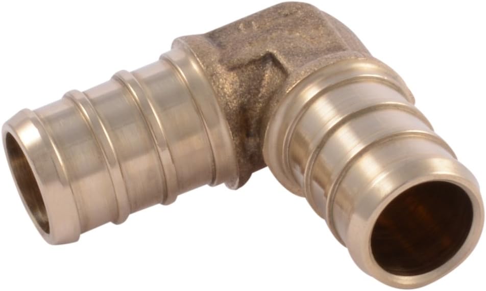 SharkBite UC248LFA10 1/2" 90 Degree Elbow PEX Barb Fitting (10-Pack), 10 Pack, Brass, 10 Count - - 