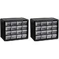 Akro-Mils 16-Drawer Plastic Drawer Storage Cabinet for Garage Organization, Beads, Makeup Organizer, Building Bricks Storage, Teacher Toolbox, 10-1/2-Inch W x 6-1/2-Inch D x 8-1/2-Inch H, 10116 Black