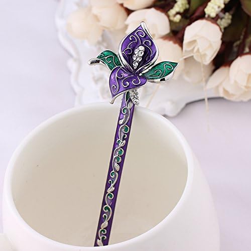 1 Piece High Quality, Beautiful Blue and White Procelain Crystal Flowers Antique Hair Sticks, Hair Pins, Chopsticks,hair Accessory ,Wedding Hair Jewelry (purple)