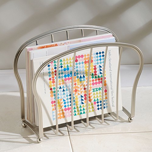 mDesign Bathroom Freestanding Magazine Holder for Magazines, Newspapers, Books - Satin
