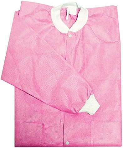 Primo Dental Products PC202LPM Lab Coats, Knee-Length, Medium, Light Pink (Pack of 10)