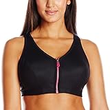 Glamorise Women's Plus-Size High Impact Magiclift Zipper Sport Bra, Black, 44DD
