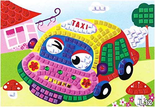 lizipai Mosaic Sticker Art for Kids Handmade Puzzles Craft Kits Angel Car Boat Animals - 6 Different Pictures